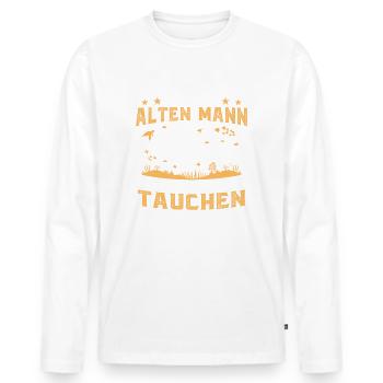 Alten Mann der es liebt zu tauchen - Männer Premium Bio Langarmshirt - Weiß - Vorne - Nico (187cm)