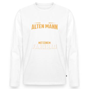 alten mann mit einem fahrrad - Männer Premium Bio Langarmshirt - Weiß - Vorne - Nico (187cm)