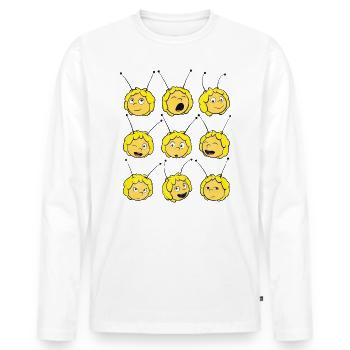 Maya The Bee Faces - Men's Premium Organic Long Sleeve Shirt - white - Front - Nico (187cm)