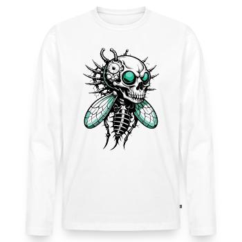 Mouche tête de mort // tête de mort noeud papillon // insecte FS0105 - T-shirt manches longues Premium bio Homme - blanc - Devant - Nico (187cm)
