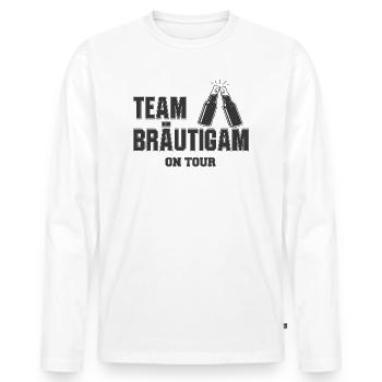 Team Bräutigam on tour JGA Junggesellenabschied - Männer Premium Bio Langarmshirt - Weiß - Vorne - Nico (187cm)
