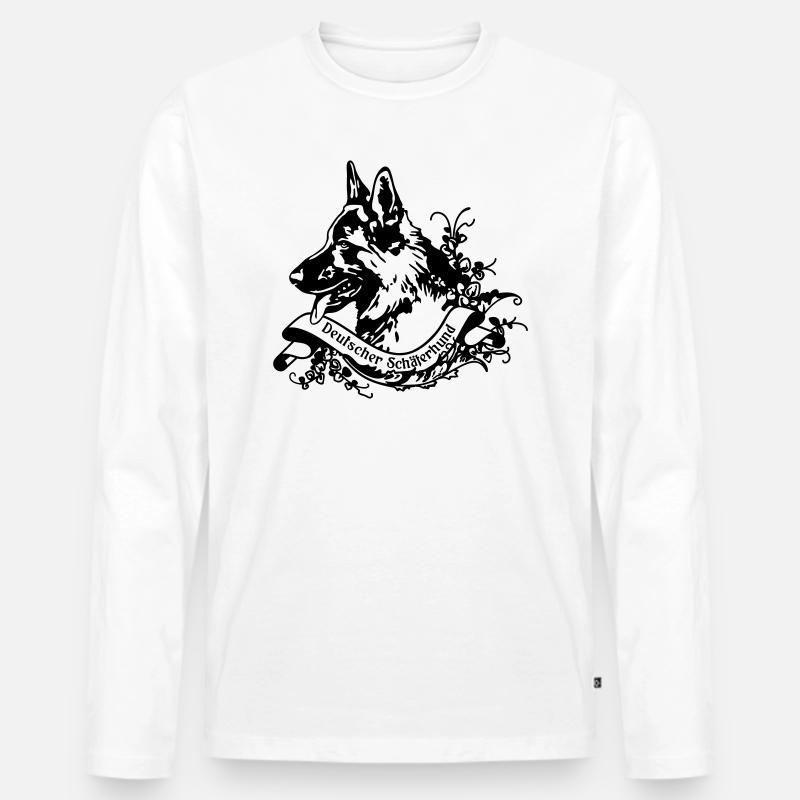 Altdeutscher Schäferhund an Retro Banner - Männer Premium Bio Langarmshirt - Weiß
