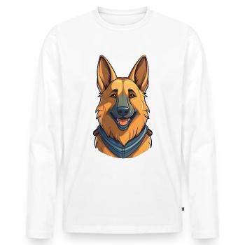 German Shepherd - Men's Premium Organic Long Sleeve Shirt - white - Front - Nico (187cm)