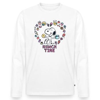 Peanuts Snoopy Munch Time - Men's Premium Organic Long Sleeve Shirt - white - Front - Nico (187cm)