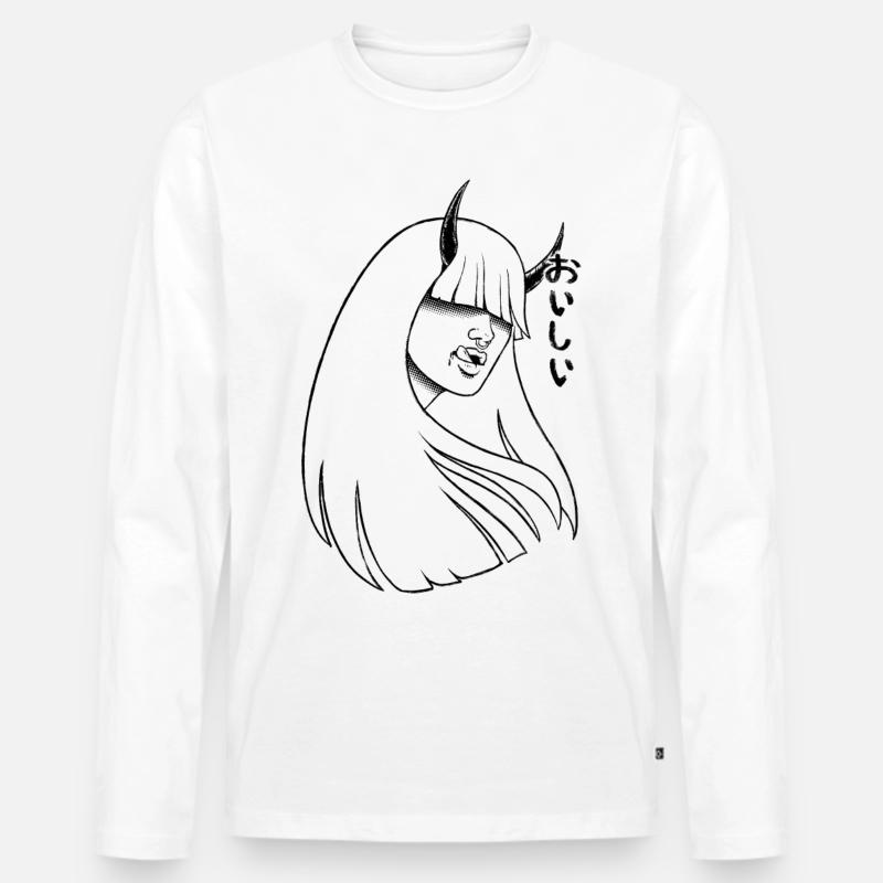 Oishii - Männer Premium Bio Langarmshirt - Weiß