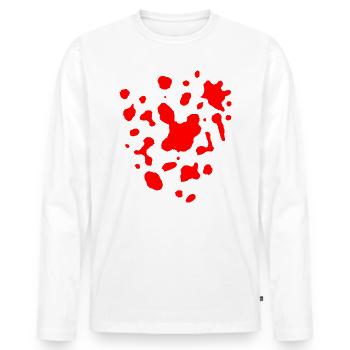 Drop stain pattern - Men's Premium Organic Long Sleeve Shirt - white - Front - Nico (187cm)