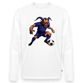 Diable Footballeur - T-shirt manches longues Premium bio Homme - blanc - Devant - Nico (187cm)