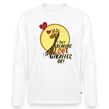 Giraffe Giraffen Fan Giraffenliebhaber Langhals - Männer Premium Bio Langarmshirt - Weiß - Vorne - Nico (187cm)