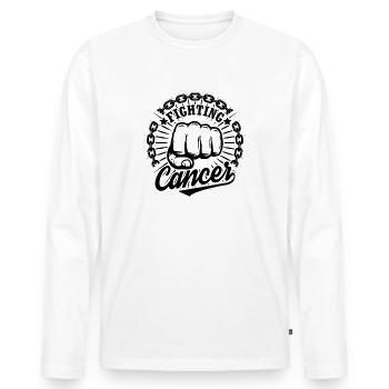 Ich kämpfe mit Krebs - Männer Premium Bio Langarmshirt - Weiß - Vorne - Nico (187cm)