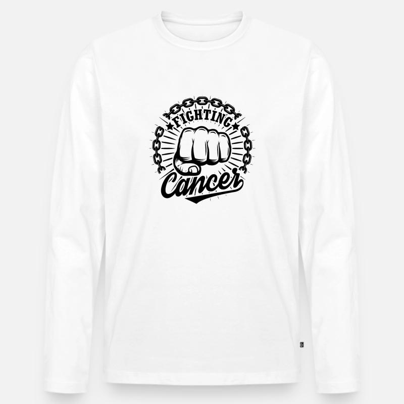 Ich kämpfe mit Krebs - Männer Premium Bio Langarmshirt - Weiß