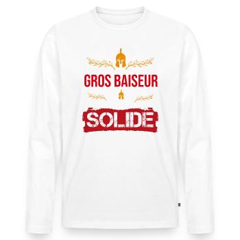 cadeau beauf marrant gros baiseur solide spartiate - T-shirt manches longues Premium bio Homme - blanc - Devant - Nico (187cm)