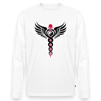 Caduceus, Yin Yang, Winged Serpent, Hermetic - Men's Premium Organic Long Sleeve Shirt - white - Front - Nico (187cm)
