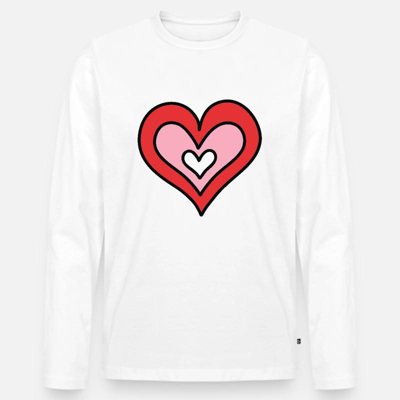 Handgezeichnetes Herz - Männer Premium Bio Langarmshirt - Weiß