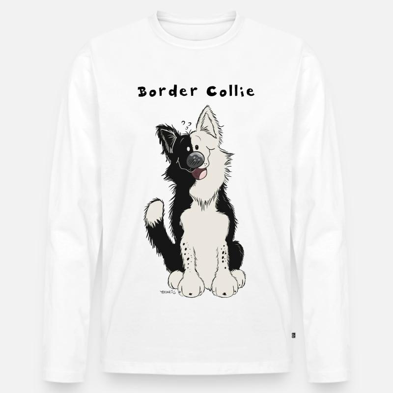 Süßer Border Collie - Männer Premium Bio Langarmshirt - Weiß