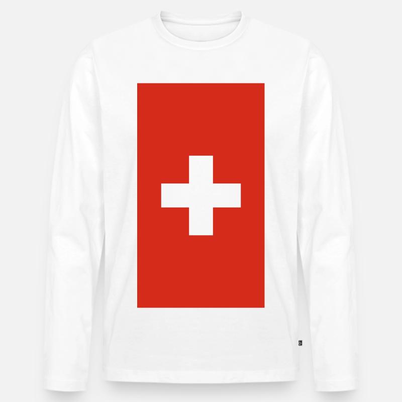 Telefon-Fall der Schweizer Flagge - Männer Premium Bio Langarmshirt - Weiß