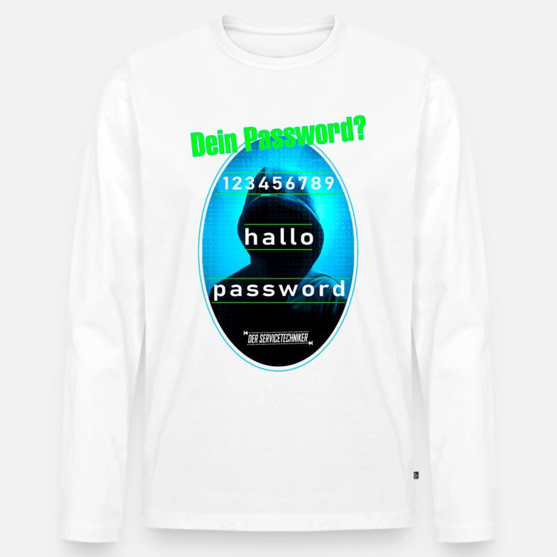 Hacker in Kapuze - Männer Premium Bio Langarmshirt - Weiß