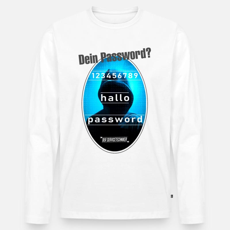 Password Kapuze grau - Männer Premium Bio Langarmshirt - Weiß
