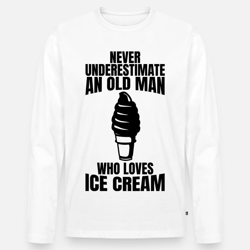 Eiscreme Liebhaber Großvater - Männer Premium Bio Langarmshirt - Weiß