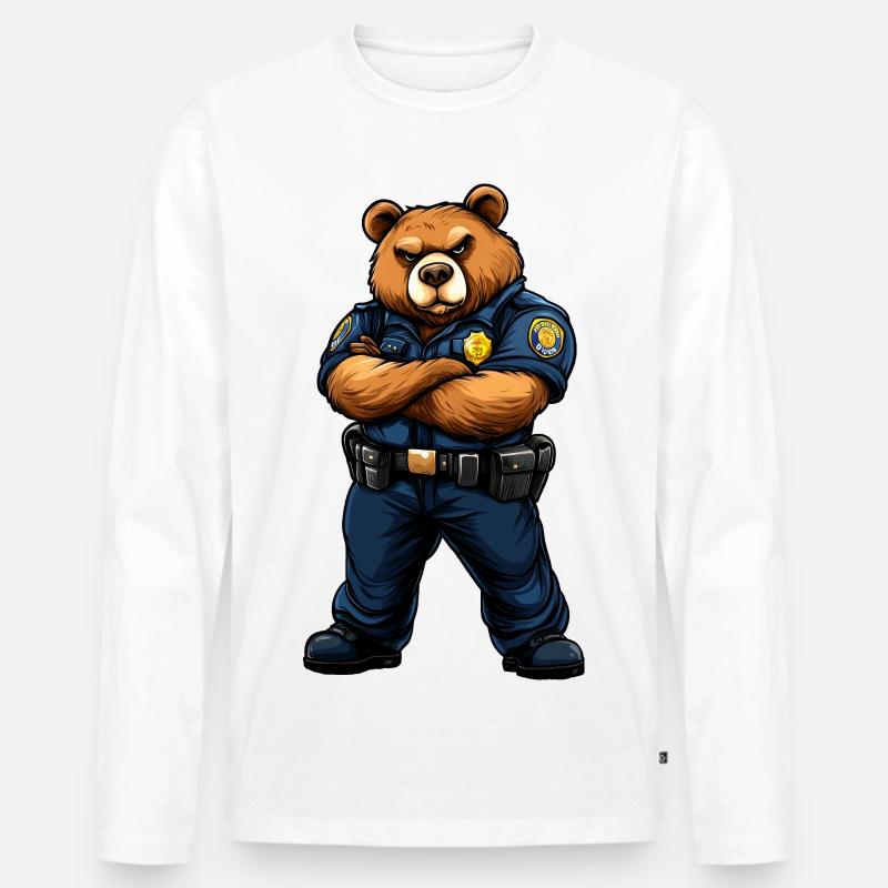 Bären Polizei - Braunbär - Männer Premium Bio Langarmshirt - Weiß