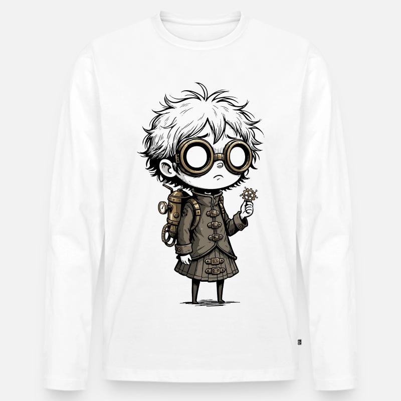Kid Steampunk Glasses Cogs Manga - Männer Premium Bio Langarmshirt - Weiß