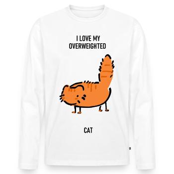 Hilarious funny image of fat ginger cat - Men's Premium Organic Long Sleeve Shirt - white - Front - Nico (187cm)