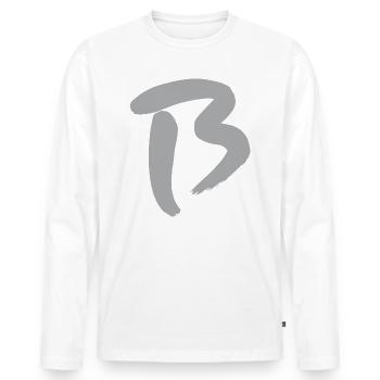 B - Initial letter - Men's Premium Organic Long Sleeve Shirt - white - Front - Nico (187cm)