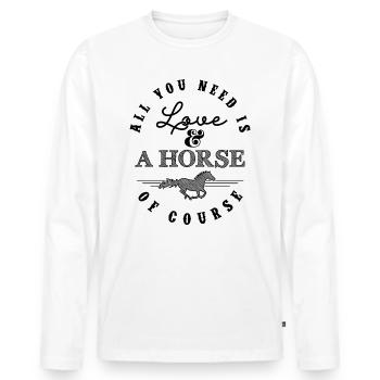 All you need is love & a horse - Western Edition - Männer Premium Bio Langarmshirt - Weiß - Vorne - Nico (187cm)
