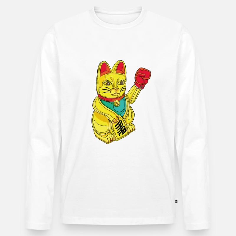 BOXKATZE - Männer Premium Bio Langarmshirt - Weiß