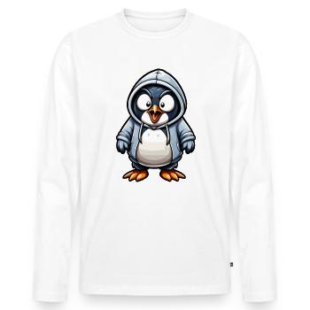 Pingouin en colère - T-shirt manches longues Premium bio Homme - blanc - Devant - Nico (187cm)