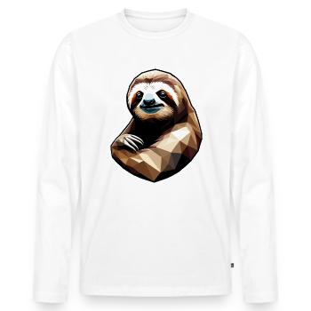 Sloth Faultier Polygon - Männer Premium Bio Langarmshirt - Weiß - Vorne - Nico (187cm)