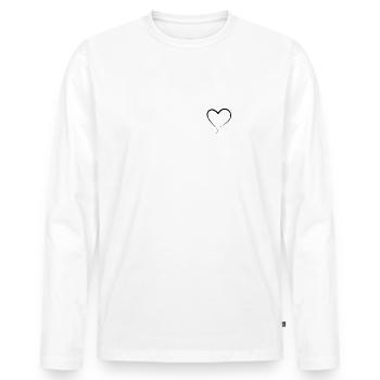 Minimalistischer Herz mit Schleife - Männer Premium Bio Langarmshirt - Weiß - Vorne - Nico (187cm)