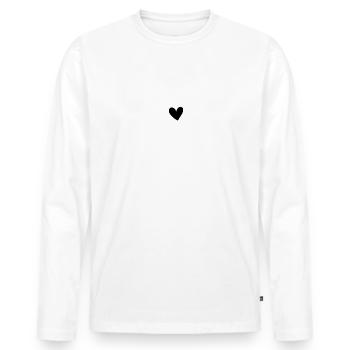 Minimalist Heart - Little Black Heart - Men's Premium Organic Long Sleeve Shirt - white - Front - Nico (187cm)