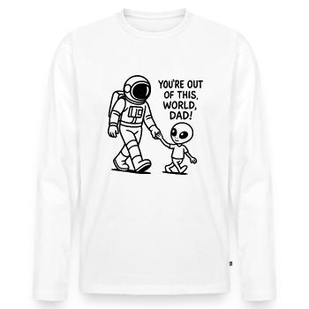 Papa est hors de ce monde - T-shirt manches longues Premium bio Homme - blanc - Devant - Nico (187cm)