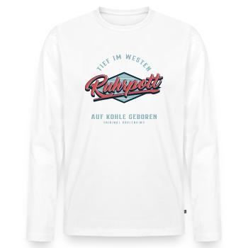 Ruhrpott Ruhrgebiet Original Kohlenkind - Männer Premium Bio Langarmshirt - Weiß - Vorne - Nico (187cm)