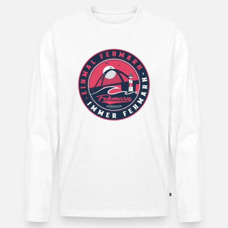 Fehmarn Badge Ostholstein - Männer Premium Bio Langarmshirt - Weiß
