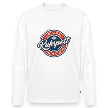 Auf Kohle geboren - Ruhrpott Ruhrgebiet - Männer Premium Bio Langarmshirt - Weiß - Vorne - Nico (187cm)