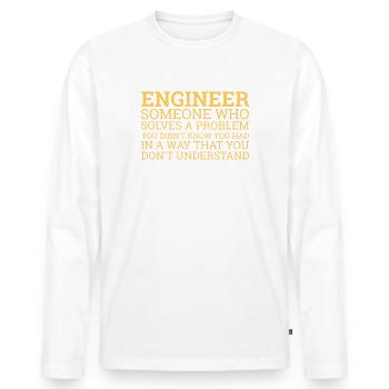 « Engineer Solve Problems » | Ingénieur - T-shirt manches longues Premium bio Homme - blanc - Devant - Nico (187cm)
