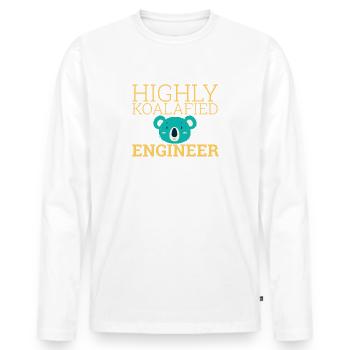 "Engineer Koalafied | Engineer" - Men's Premium Organic Long Sleeve Shirt - white - Front - Nico (187cm)