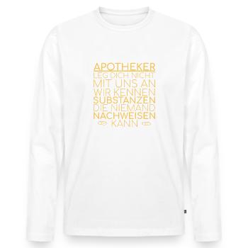 "Apotheker Substanzen | Apotheke" - Männer Premium Bio Langarmshirt - Weiß - Vorne - Nico (187cm)
