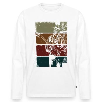 Guitariste de Blues Vintage - T-shirt manches longues Premium bio Homme - blanc - Devant - Nico (187cm)