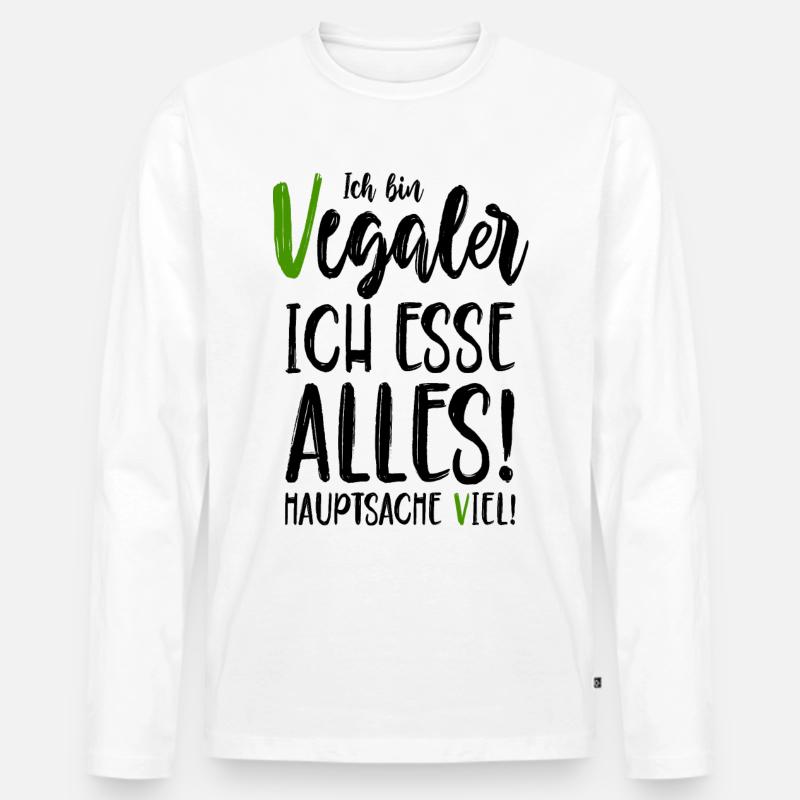 Ich bin Vegaler - Ich esse alles - Hauptsache viel - Männer Premium Bio Langarmshirt - Weiß