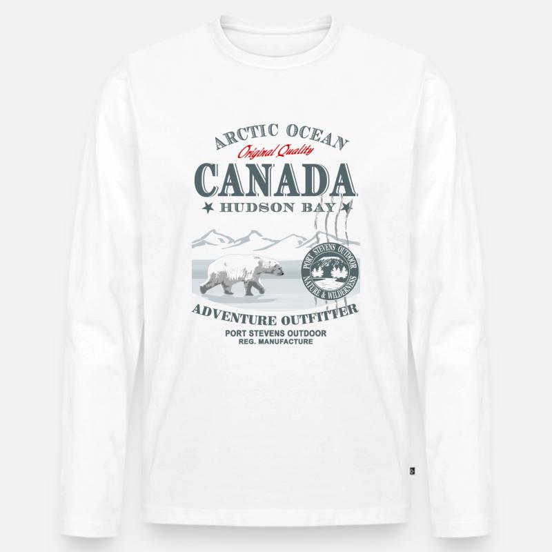 Polar Bear - Canada - Männer Premium Bio Langarmshirt - Weiß