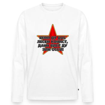 Ossi Design cyrillique avec une étoile - T-shirt manches longues Premium bio Homme - blanc - Devant - Nico (187cm)