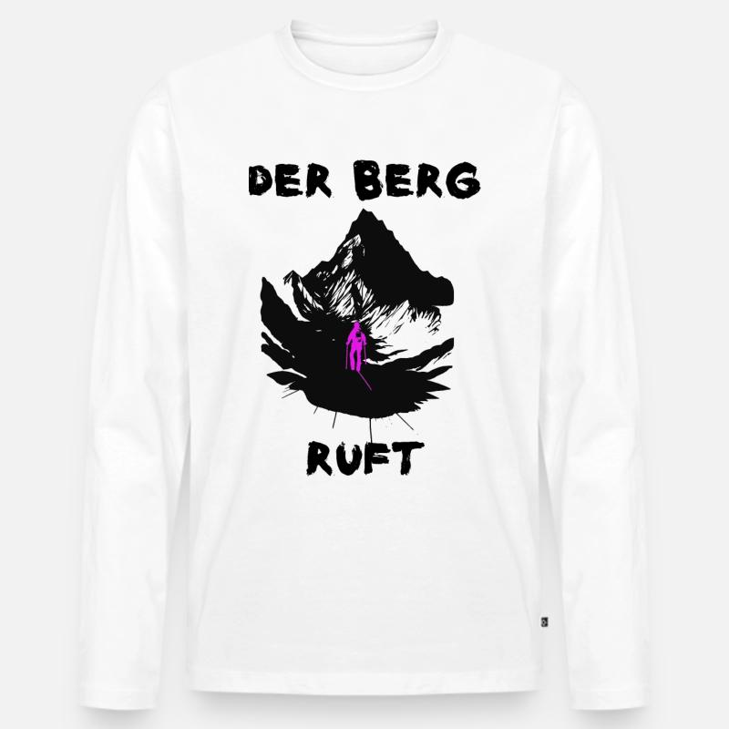 Der Berg ruft. Pink - Männer Premium Bio Langarmshirt - Weiß
