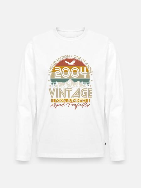 Vintage 2004 Vintage Birthday Retro Gift - Men's Premium Organic Long Sleeve Shirt - 
