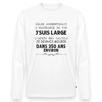 Râler rajeunit Idée Cadeau Homme Femme - T-shirt manches longues Premium bio Homme - blanc - Devant - Nico (187cm)