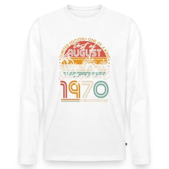 Août 1970 Vintage Anniversaire Rétro - T-shirt manches longues Premium bio Homme - blanc - Devant - Nico (187cm)