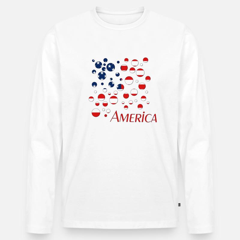 America - Männer Premium Bio Langarmshirt - Weiß