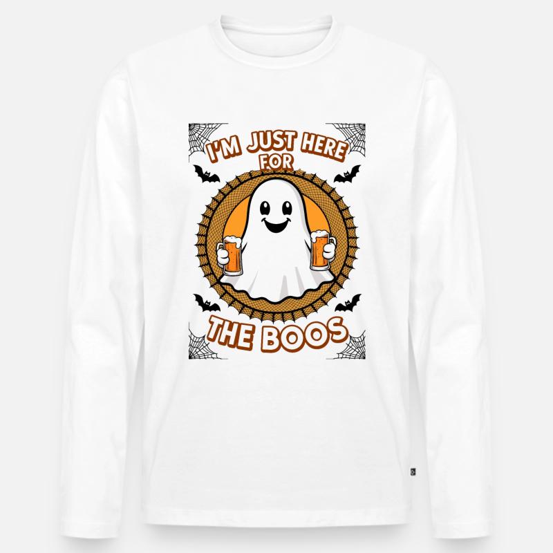 Lustige Bier Geist - Männer Premium Bio Langarmshirt - Weiß