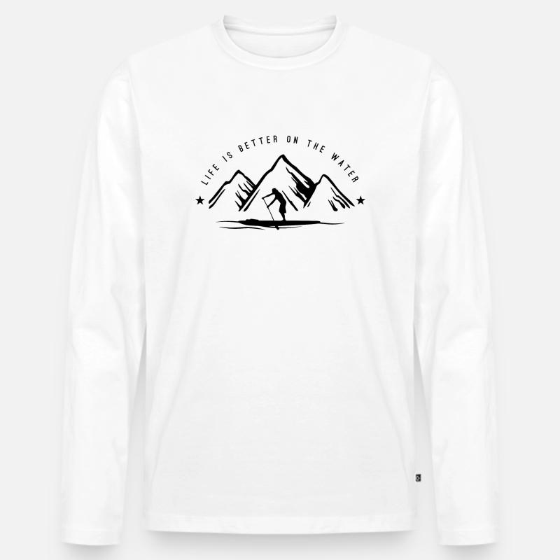 Stand Up Paddle Mountain Man - Männer Premium Bio Langarmshirt - Weiß